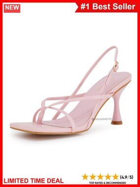 Faux Leather Strappy Kitten Heel Slingback Square Toe Dress Sandals